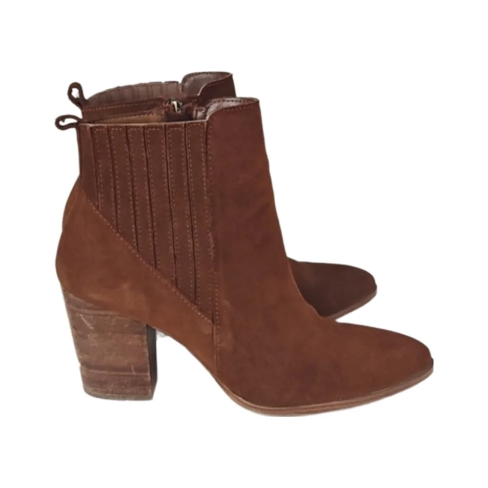 Waterproof Suede Leather Red Brown Ankle Booties Boots